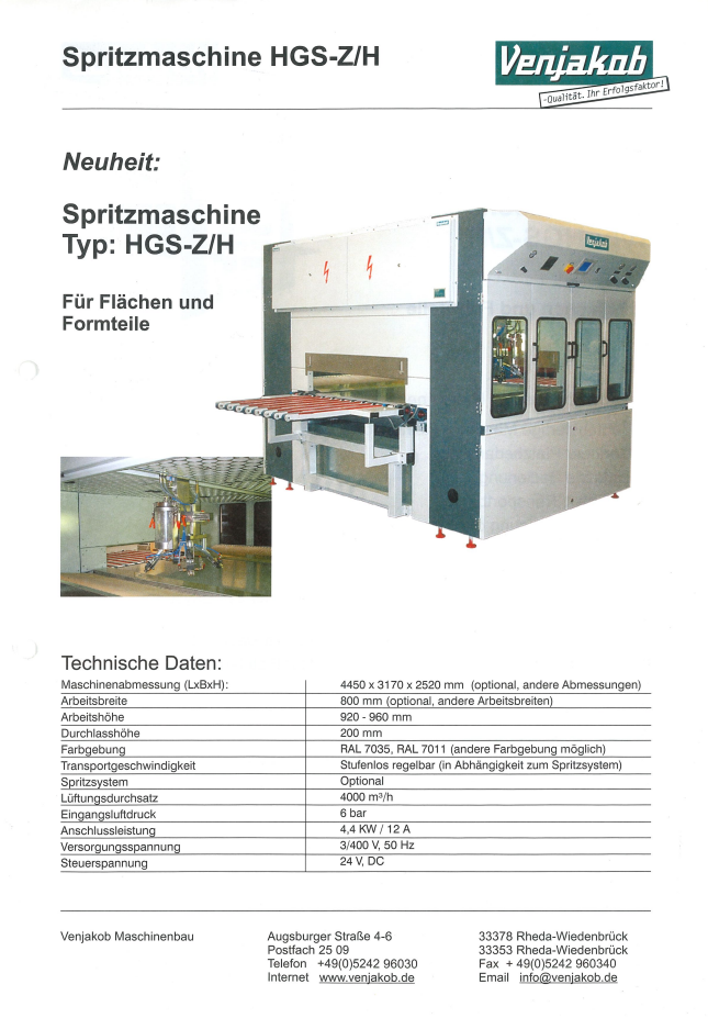 Automatische Fl&auml;chenspritzmaschine&nbsp; / VENJAKOB / HGS-Z/H 