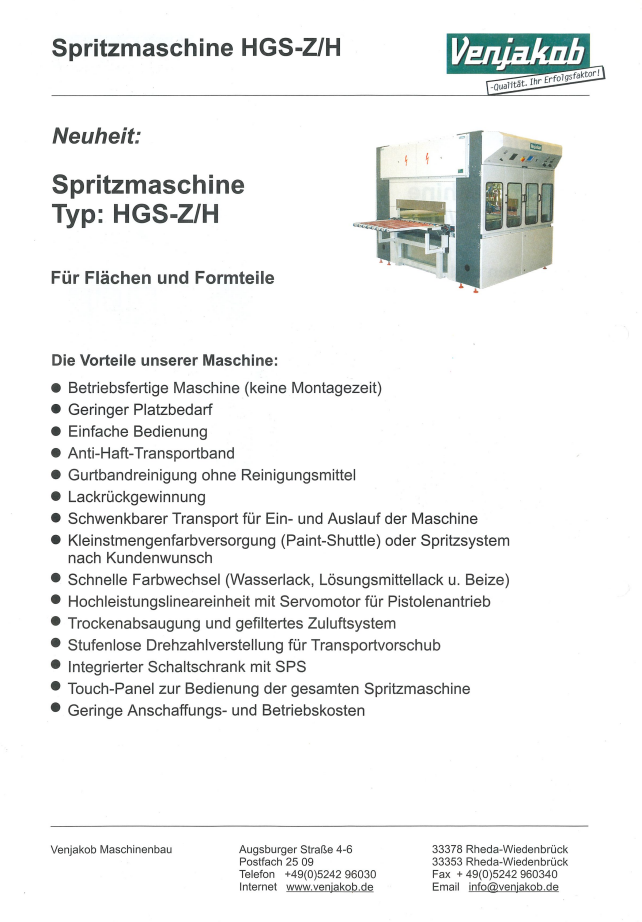 Automatische Fl&auml;chenspritzmaschine&nbsp; / VENJAKOB / HGS-Z/H 