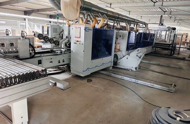 Doppelseitige Kantenanleimmaschine mit Abstapelung / HOMAG / Optimat KFL 526/9/A3/25